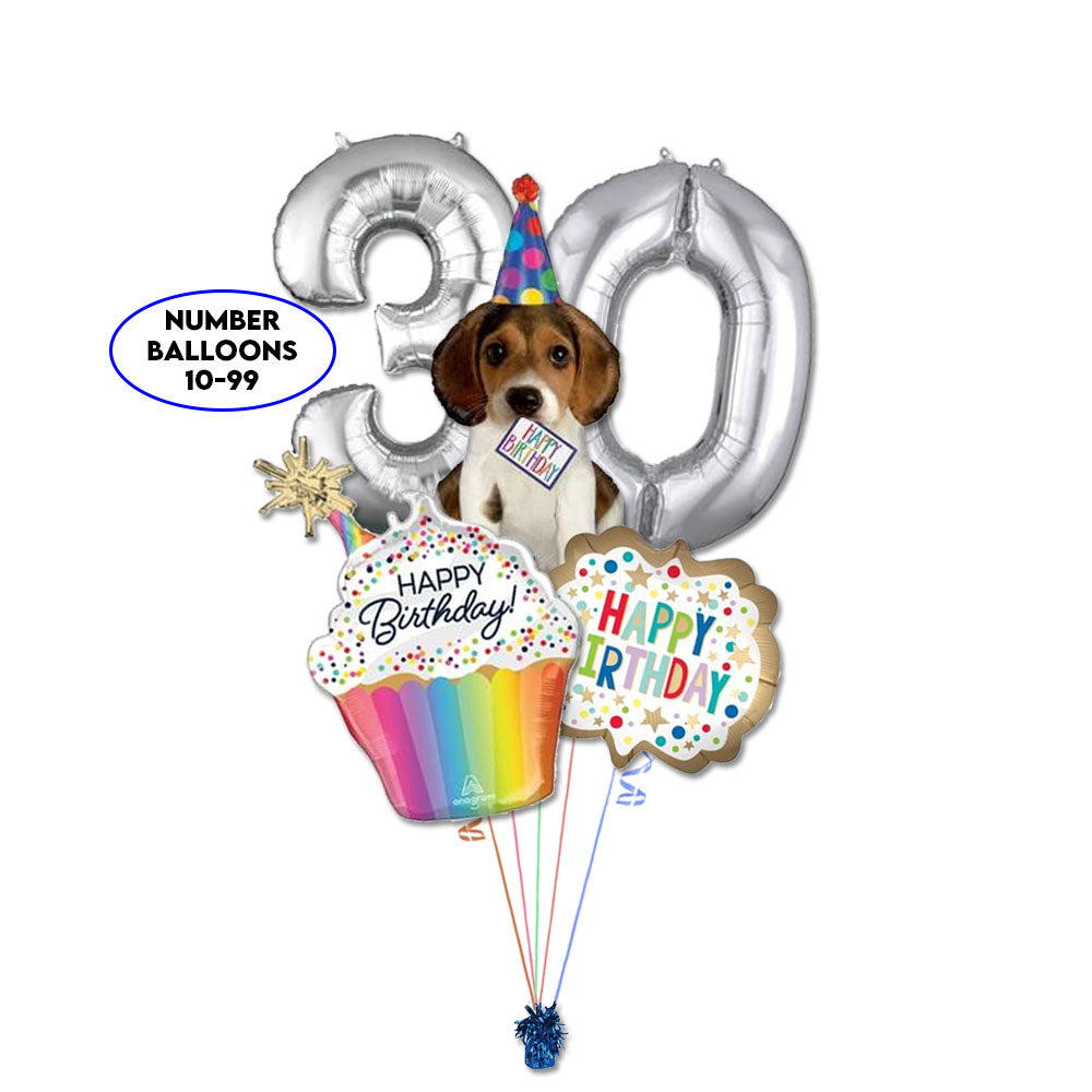 Puppy Theme Birthday Bouquet with Numbers